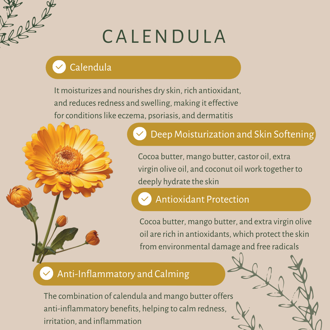 Calendula Bar Soap for Sensitive Skin with Cocoa & Mango Butter – Body Soap on Brown Living™. SKU: S10012. Img 3.