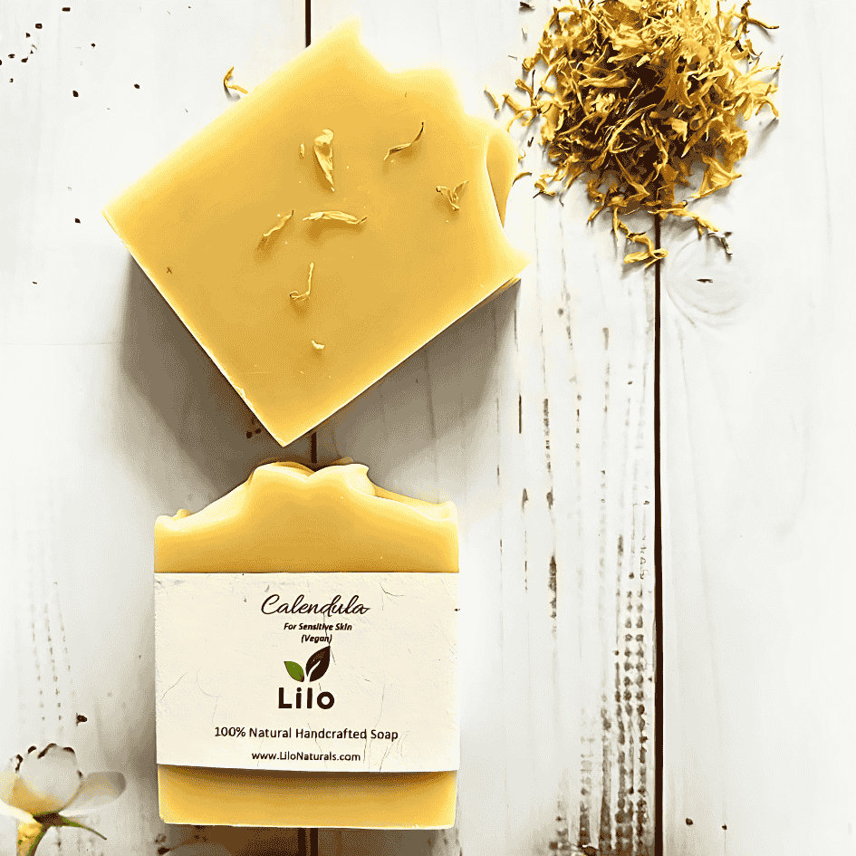 Calendula Bar Soap for Sensitive Skin with Cocoa & Mango Butter – Body Soap on Brown Living™. SKU: S10012. Img 1.