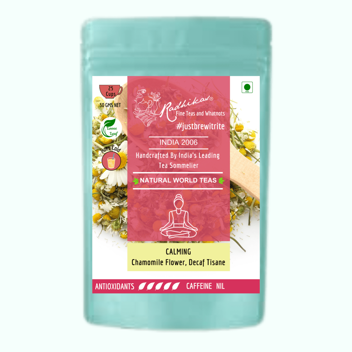 CALMING Chamomile Flower Decaf Tisane - A Tea for Sleep and Serenity – Tea by Radhikas Fine Teas and Whatnots available on Brown Living™. . SKU: 224 - 13911 - 8903555800304. Img 5.