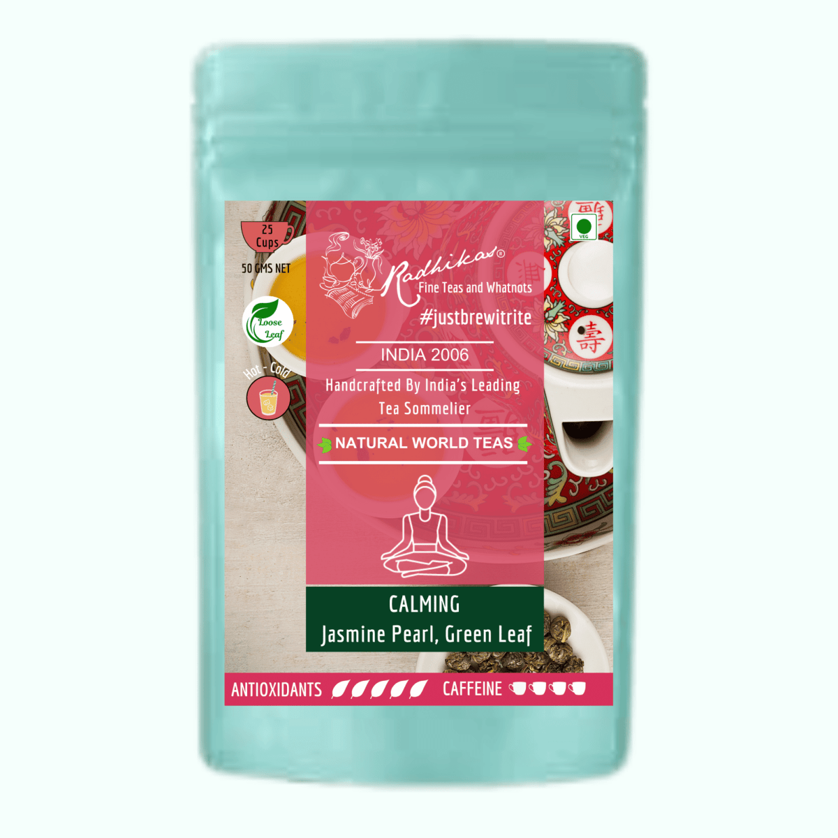 CALMING Jasmine Pearl Green Leaf - The Tea That Captivates and Charms – Tea by Radhikas Fine Teas and Whatnots available on Brown Living™. . SKU: 8903555800281. Img 5.