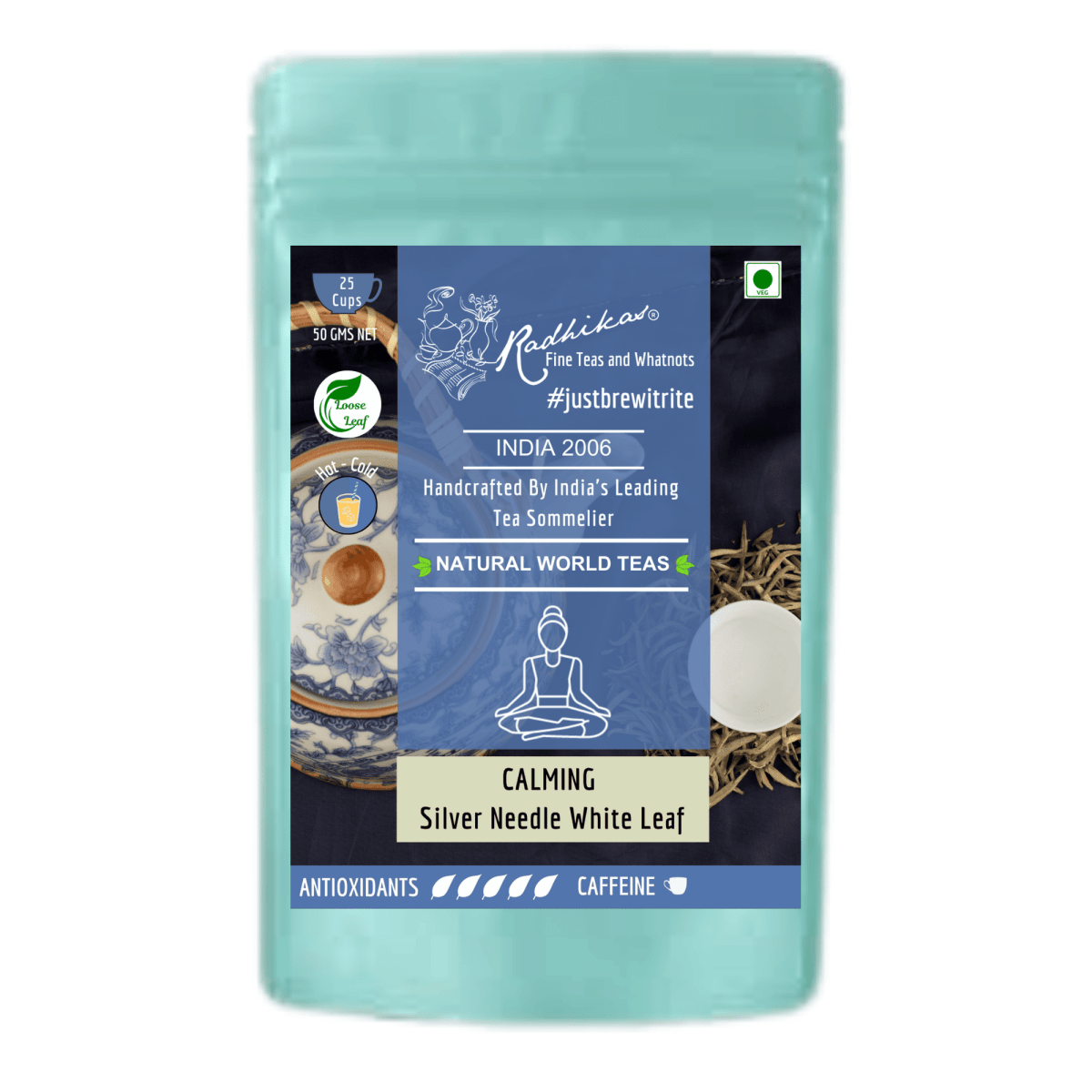 CALMING Silver Needle White Leaf - The Finest and Purest of All Teas – Tea by Radhikas Fine Teas and Whatnots available on Brown Living™. . SKU: 224 - 13183 - 8903555800229. Img 5.