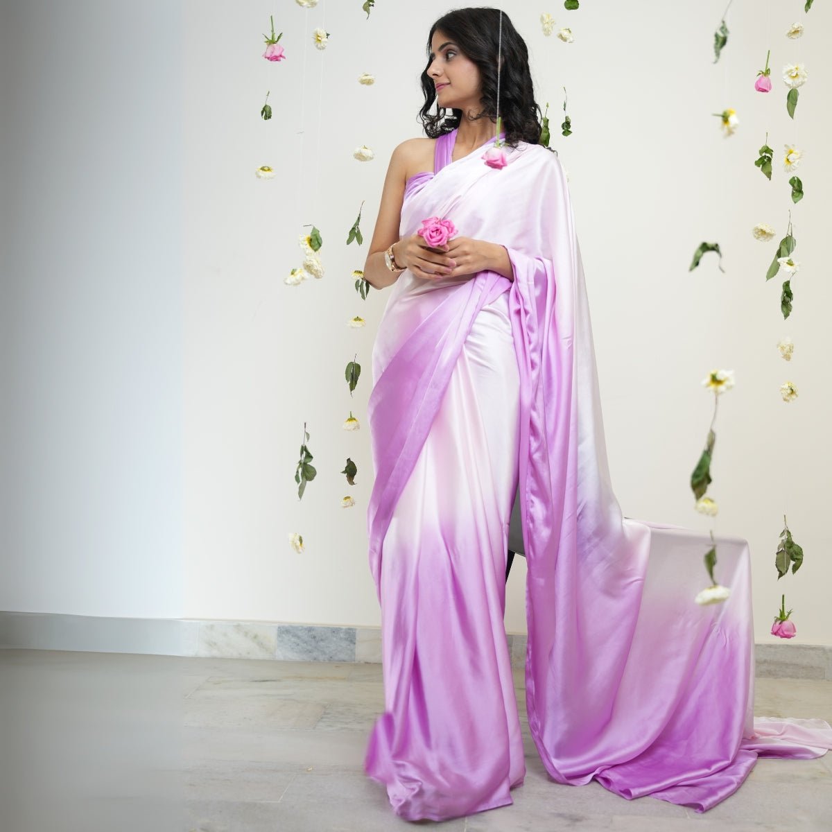 Candy Floss Organic Satin Saree | Verified Sustainable by Brown Living™