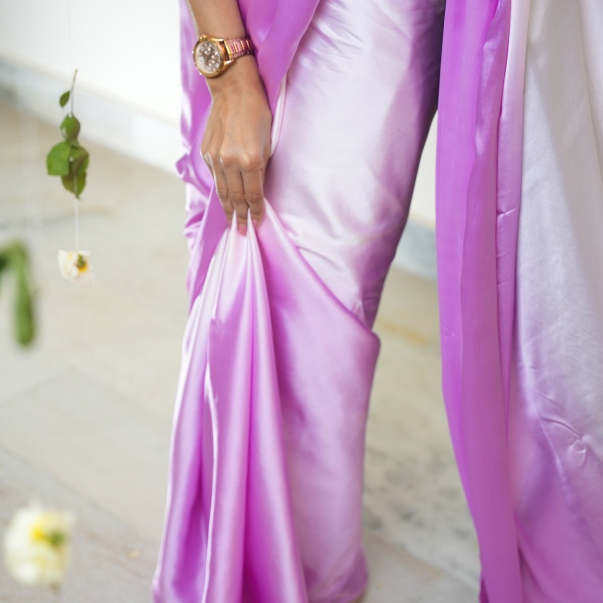 Candy Floss Organic Satin Saree | Verified Sustainable by Brown Living™