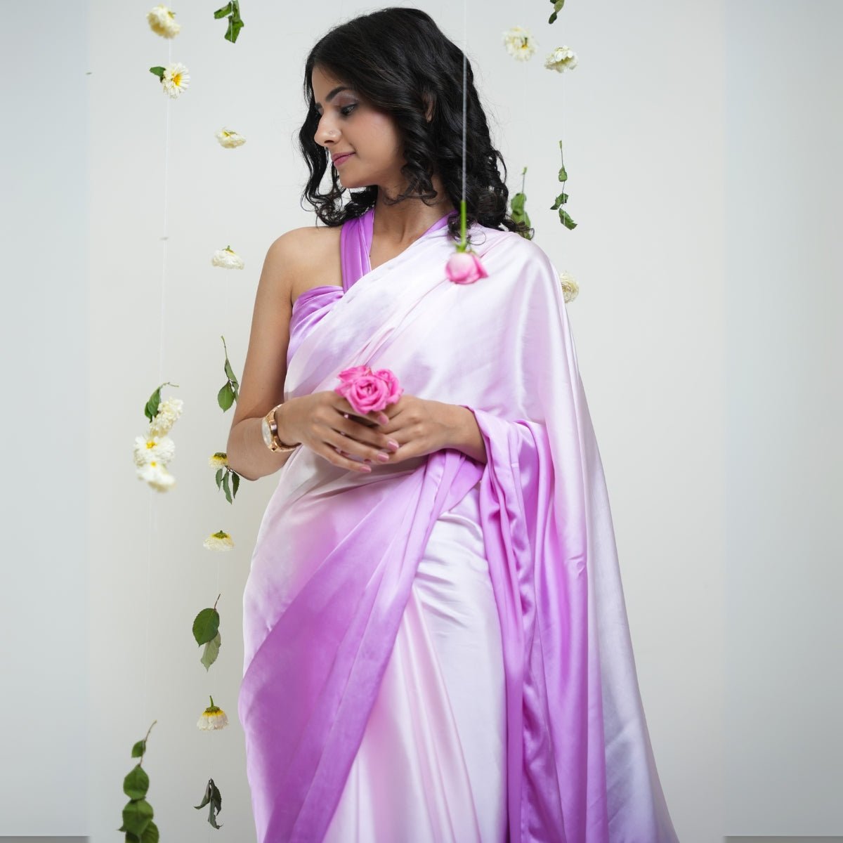 Candy Floss Organic Satin Saree | Verified Sustainable by Brown Living™
