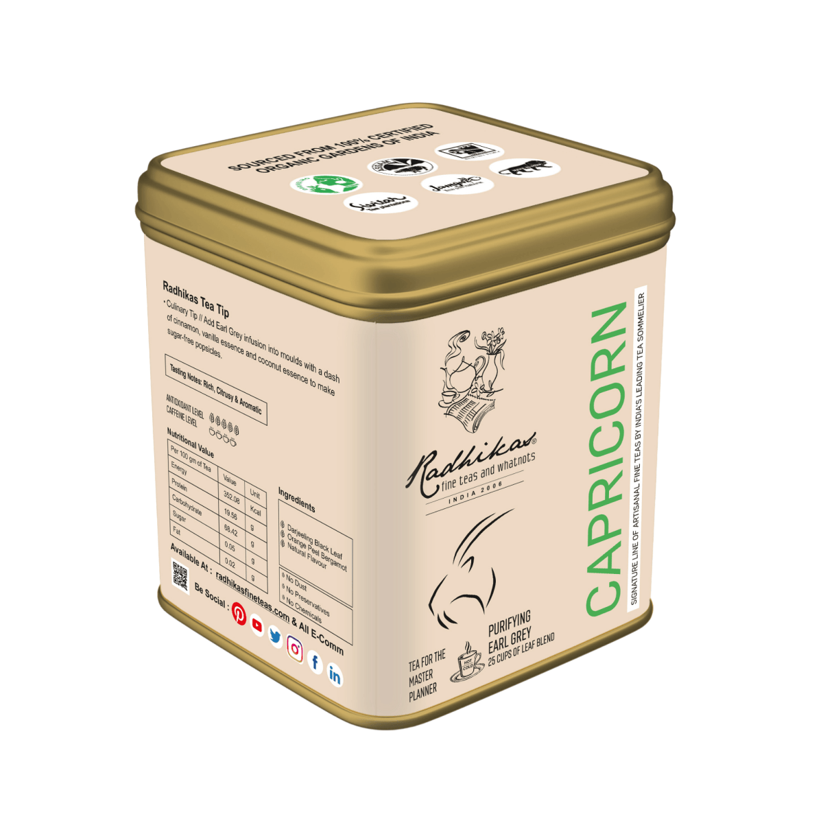 Capricorn Earl Grey Tea - A special blend that celebrates the Master Planner, Zodiac Tea Collection, Gifting – Tea by Radhikas Fine Teas and Whatnots available on Brown Living™. . SKU: 8903560000000. Img 5.