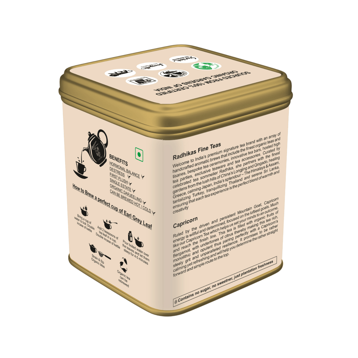 Capricorn Earl Grey Tea - A special blend that celebrates the Master Planner, Zodiac Tea Collection, Gifting – Tea by Radhikas Fine Teas and Whatnots available on Brown Living™. . SKU: 8903560000000. Img 6.