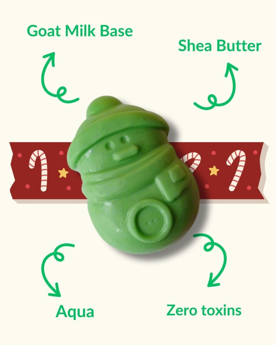 Christmas Snowman Shaped - Goat Milk Shea Butter Soap – Body Soap on Brown Living™. SKU: SOB - SOAP - 39. Img 3.