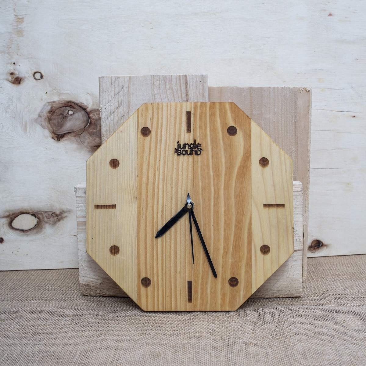 Classic Wooden Wall Clock – Octagon Design for Home & Office Decor – Home Decor on Brown Living™. SKU: BL - JB - 05. Img 1.
