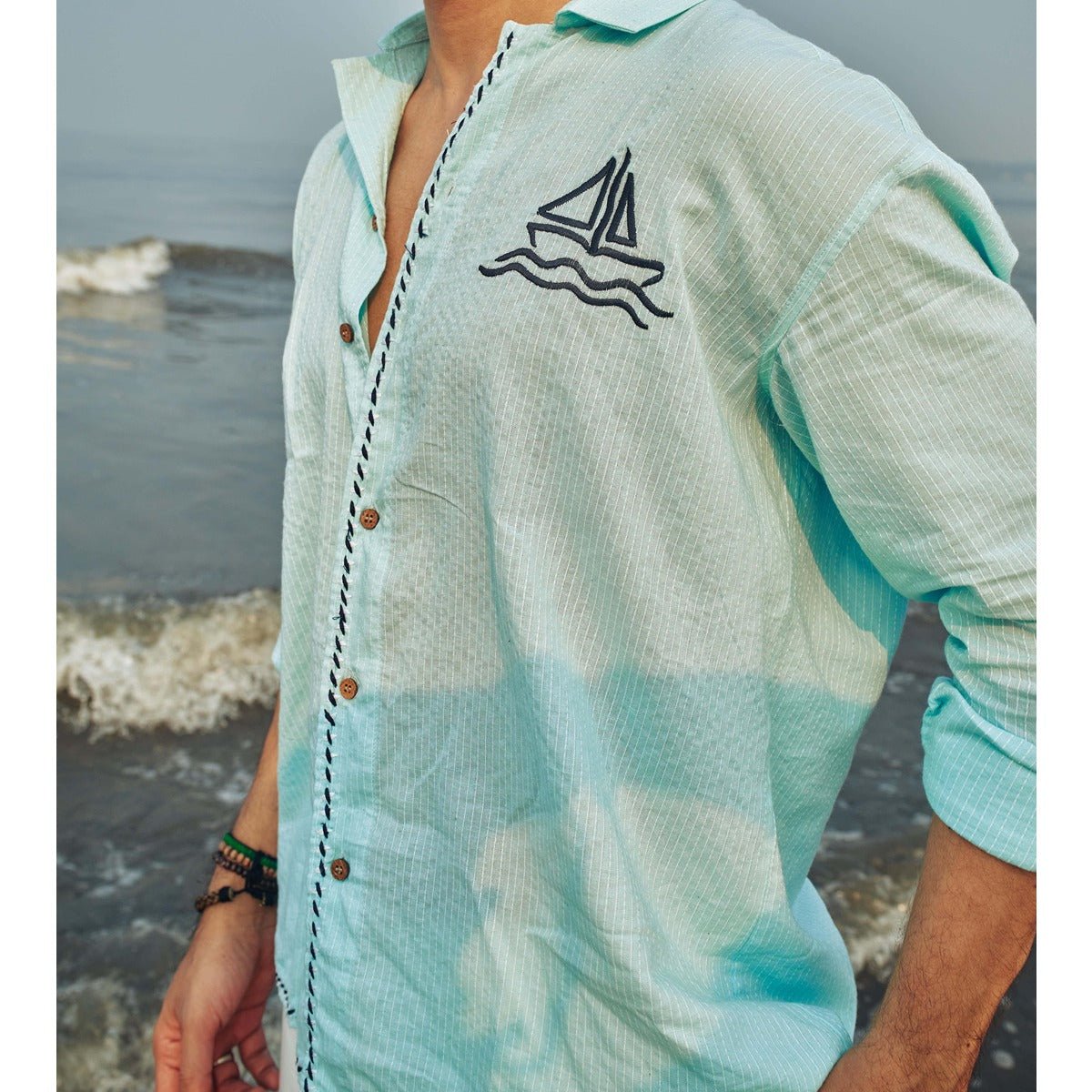 Coastal Stitch Shirt – Ocean - Inspired Comfort | Verified Sustainable by Brown Living™