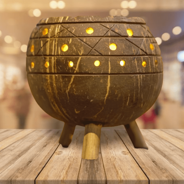 Coconut Shell Planter And Tea Light Candle Holder – Candles & Fragrances on Brown Living™. SKU: 108 - 06507 - OEP112. Img 4.