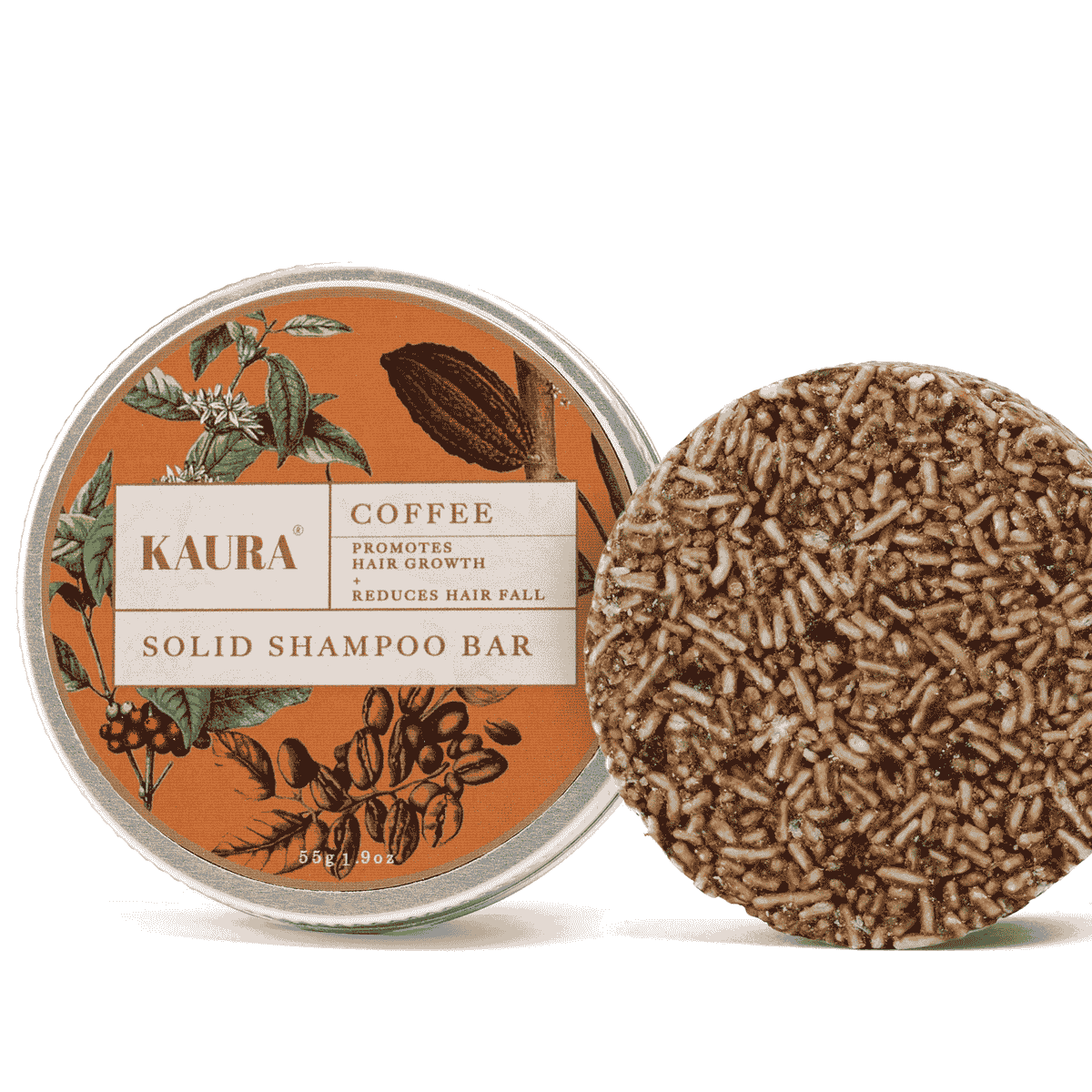 Coffee Shampoo Bar for Scalp Cleansing & Volume – 55g – Hair Shampoo by Kaura available on Brown Living™. . SKU: KI313. Img 1.