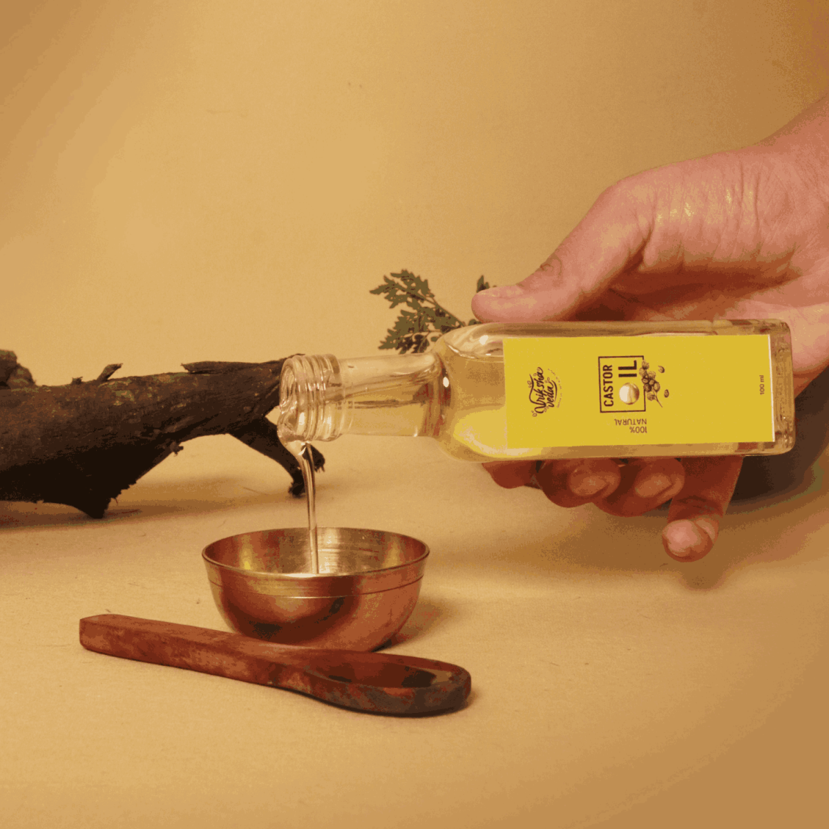 Cold Pressed Castor Oil for Skin & Hair I Arandi ka Tel I 100 ml – Hair Oil by Vriksha Veda available on Brown Living™. . SKU: VV - 09. Img 2.