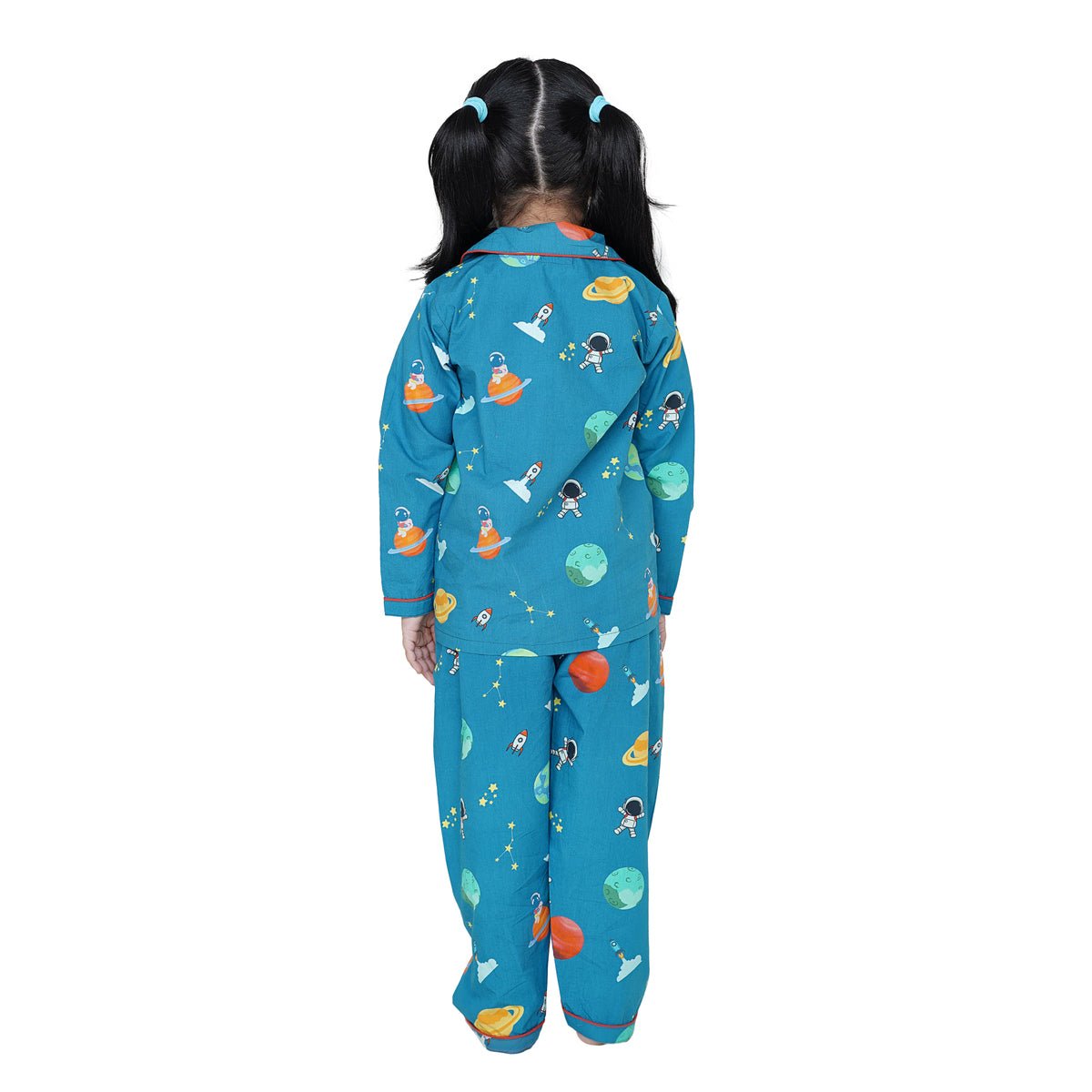 100% Cotton Cosmic Cuddles Kids Collar Night Suit Set – Kids Nightwear on Brown Living™. SKU: CCD23K1. Img 4.