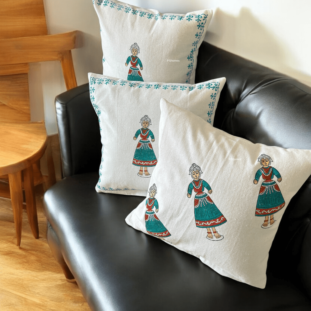 Cotton Cushion Cover - Traditional Doll Print - Set of 4 | Verified Sustainable by Brown Living™