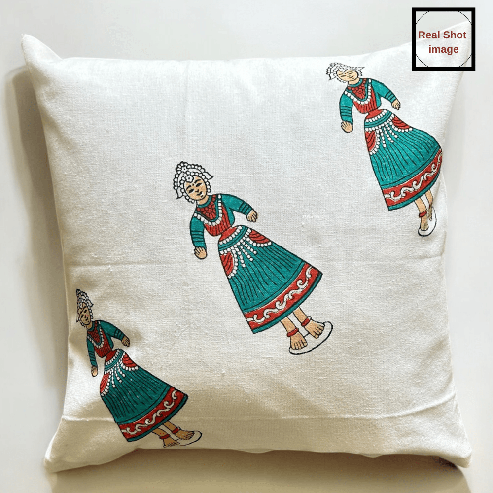 Cotton Cushion Cover - Traditional Doll Print - Set of 4 | Verified Sustainable by Brown Living™
