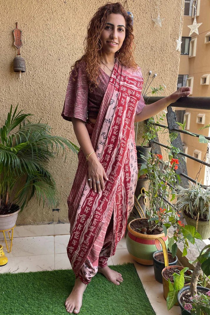 Cotton Pink printed Bombay Meri Jaan – by Forsarees available on Brown Living™. . SKU: K - 941. Img 8.