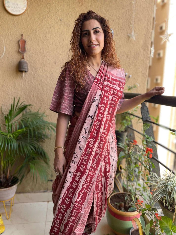 Cotton Pink printed Bombay Meri Jaan – by Forsarees available on Brown Living™. . SKU: K - 941. Img 7.