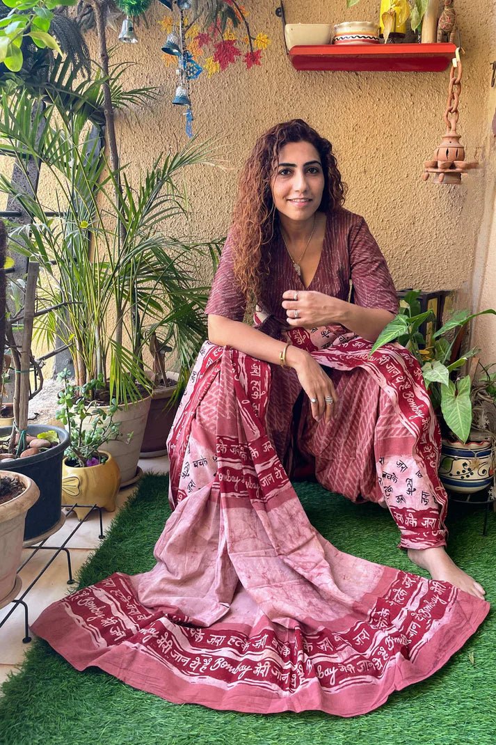 Cotton Pink printed Bombay Meri Jaan – by Forsarees available on Brown Living™. . SKU: K - 941. Img 5.