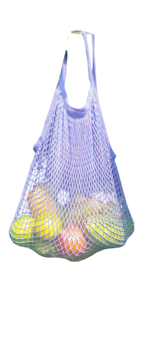 Cotton Refrigerator Mesh Bags - Set of 3 – Fridge Vegetable Bags by ONEarth available on Brown Living™. 2 shoulder bag Off white. SKU: OEP156. Img 6.