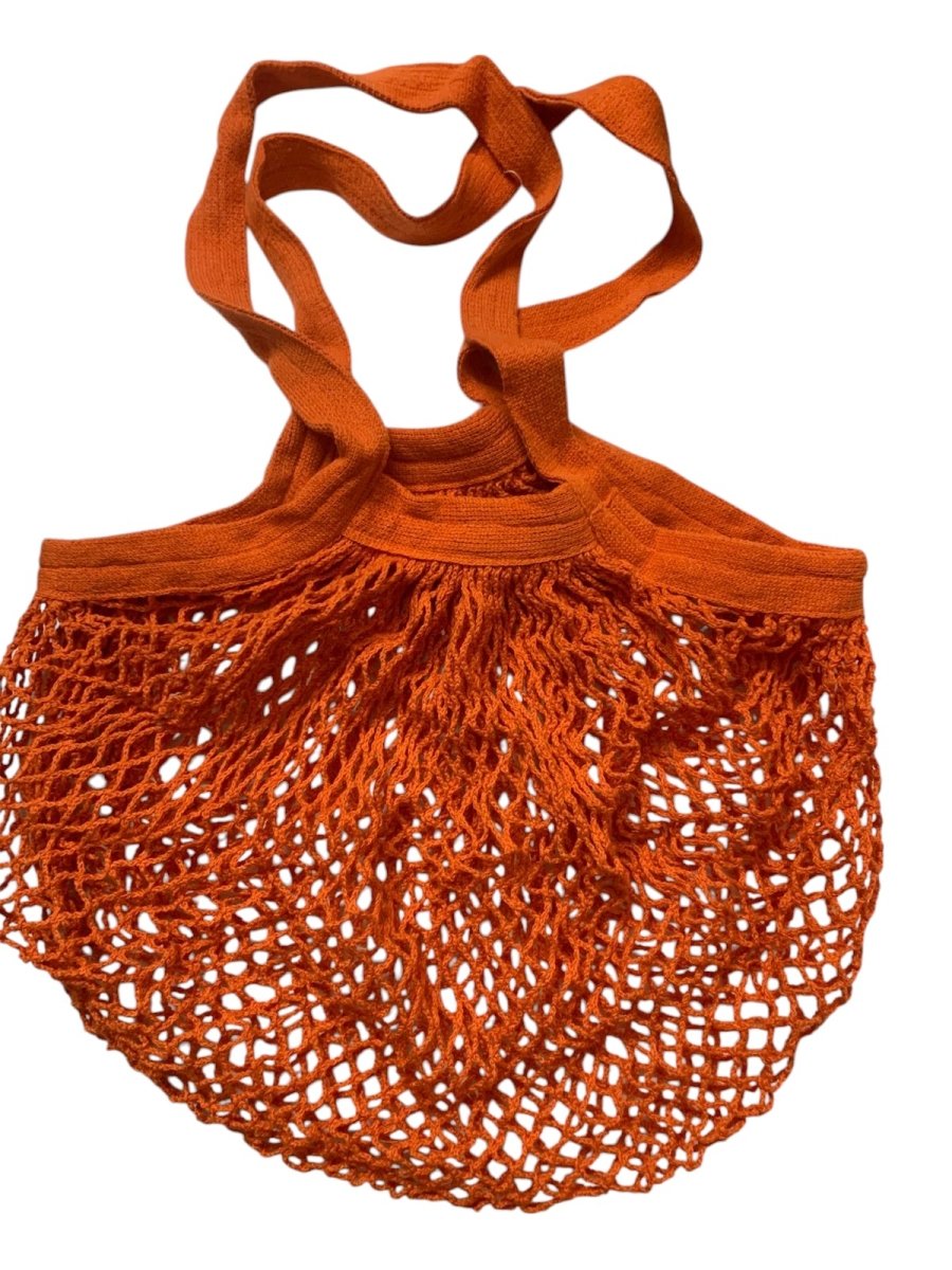 Cotton Refrigerator Mesh Bags - Set of 3 – Fridge Vegetable Bags by ONEarth available on Brown Living™. 2 shoulder bag orange. SKU: OEP916. Img 14.