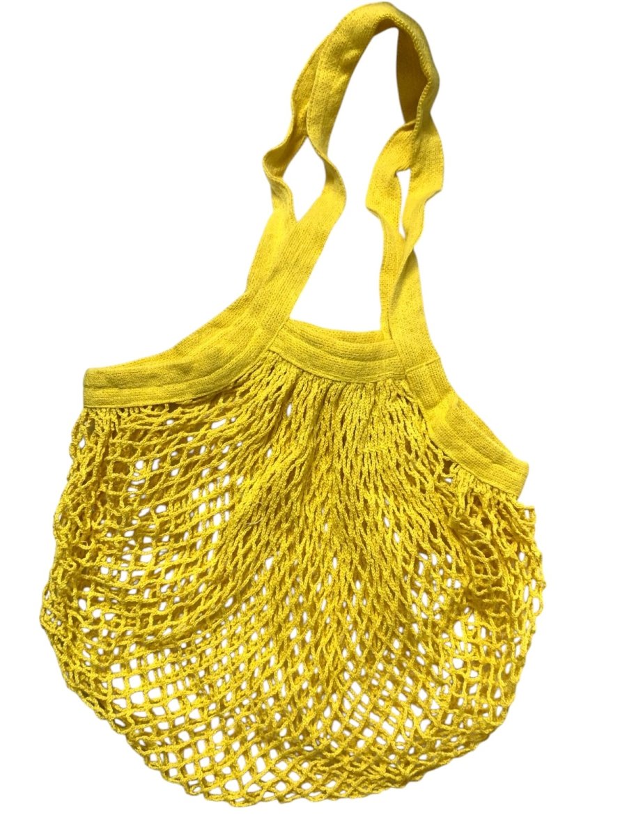 Cotton Refrigerator Mesh Bags - Set of 3 – Fridge Vegetable Bags by ONEarth available on Brown Living™. 2 shoulder bag yellow. SKU: OEP914. Img 13.