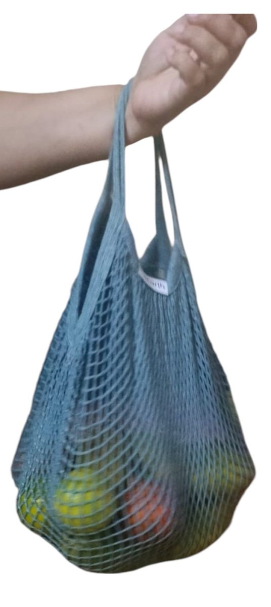 Cotton Refrigerator Mesh Bags - Set of 3 – Fridge Vegetable Bags by ONEarth available on Brown Living™. 2 handle bag dark grey. SKU: BL_OEP912. Img 10.