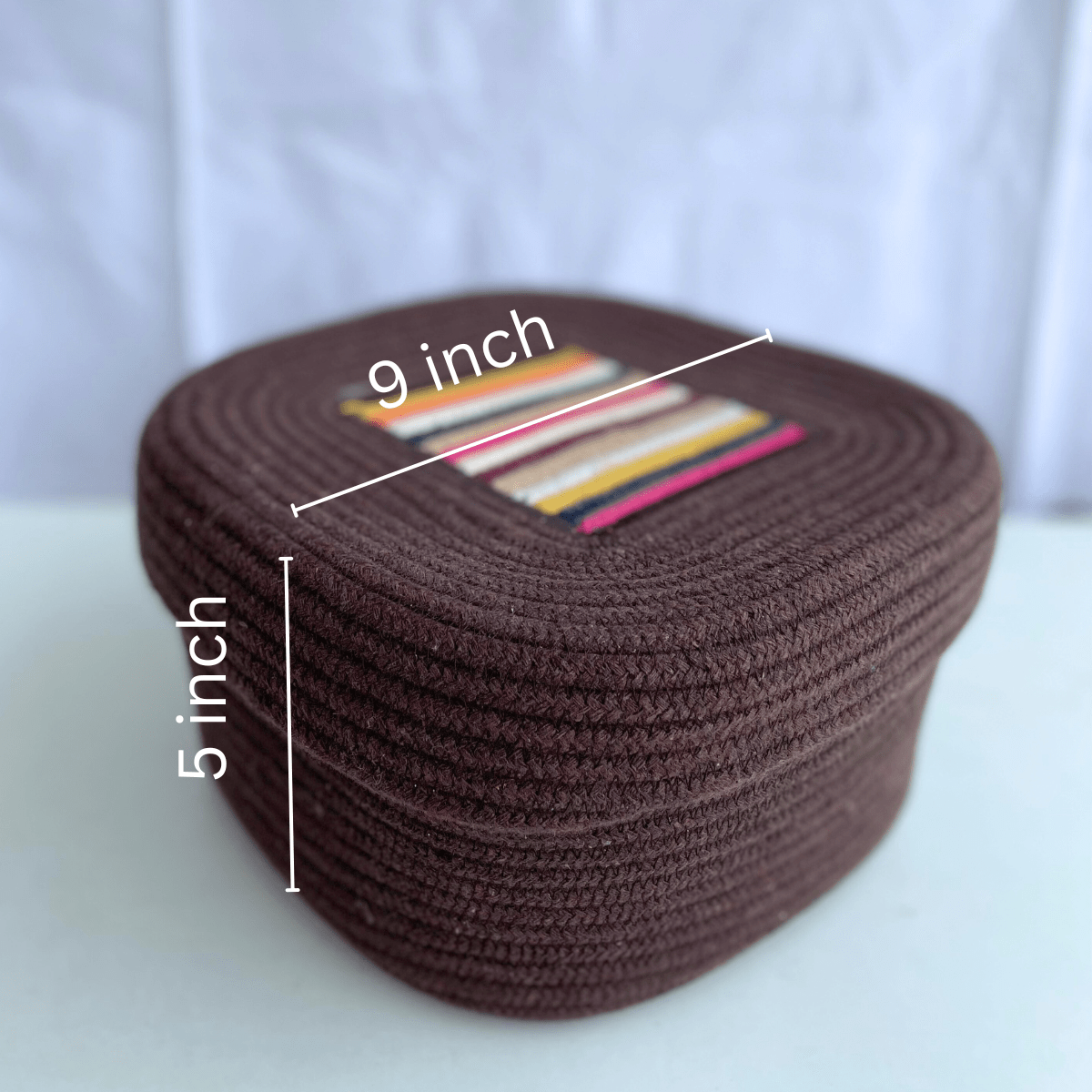 Dark Brown Square Storage Basket with Lid – Baskets & Boxes on Brown Living™. SKU: SqDBr10105. Img 3.