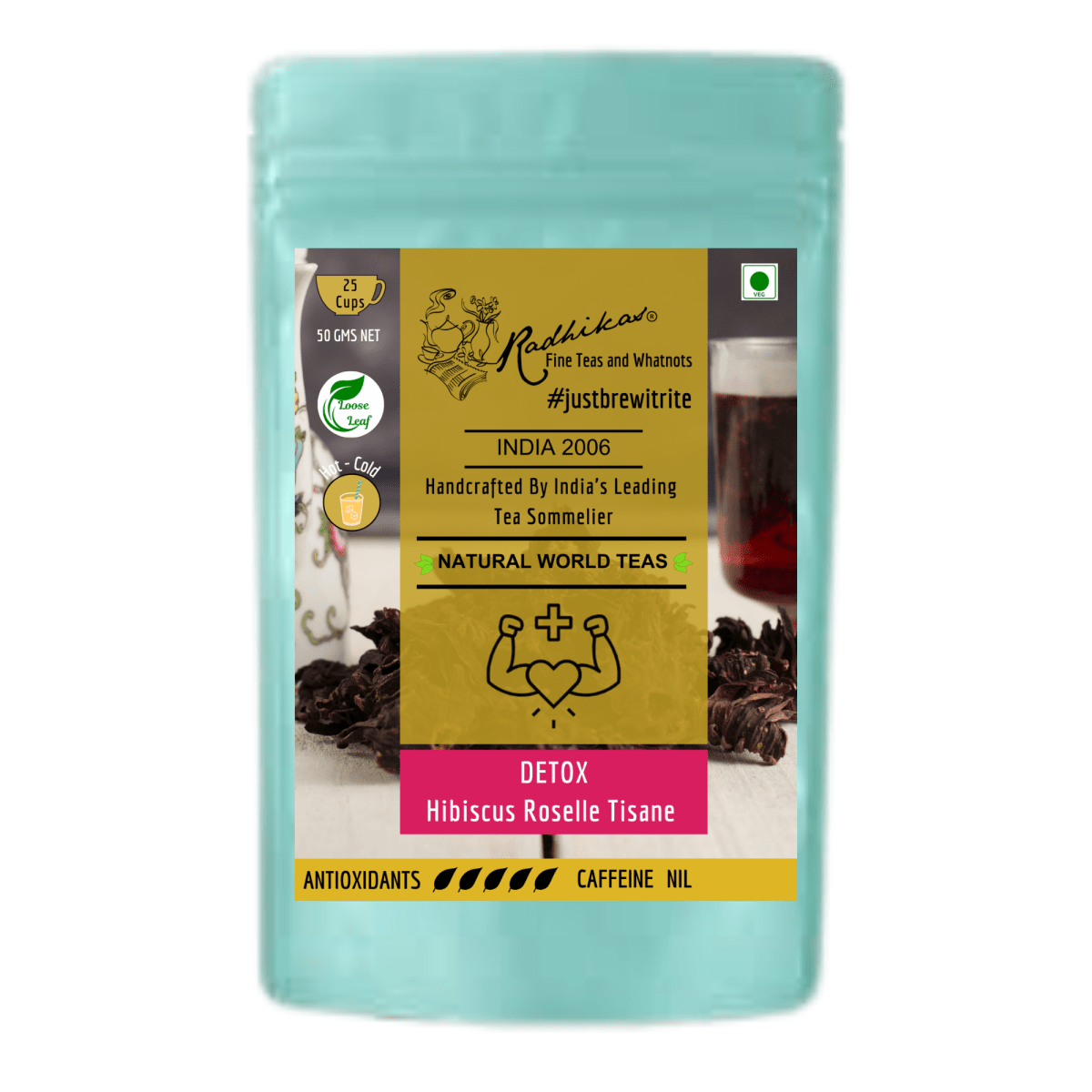 DETOX Hibiscus Roselle Tisane - A Tangy and Refreshing Drink with Vitamin C – Tea by Radhikas Fine Teas and Whatnots available on Brown Living™. . SKU: 224 - 13159 - 8903555800397. Img 5.