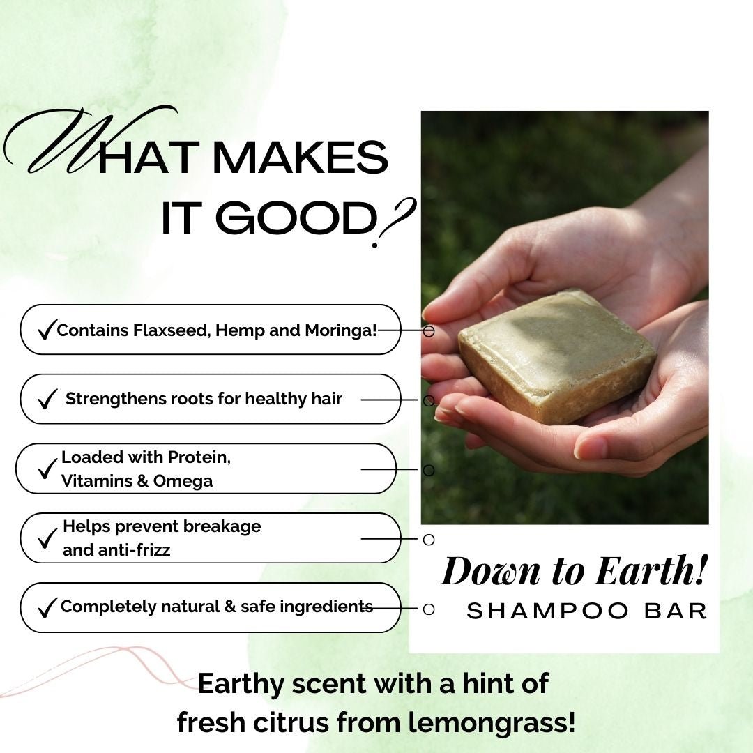 Down to Earth Shampoo Bar for Hair Strengthening | For Men & Women - 85g – Hair Shampoo Bar on Brown Living™. SKU: 044 - 08918 - PC036. Img 5.