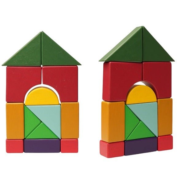 Earthy Rhythm - Multicolored Geo Blocks – Sets & Stacking Toys on Brown Living™. SKU: STGB - 01. Img 1.