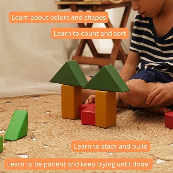 Earthy Rhythm - Multicolored Geo Blocks – Sets & Stacking Toys on Brown Living™. SKU: STGB - 01. Img 6.