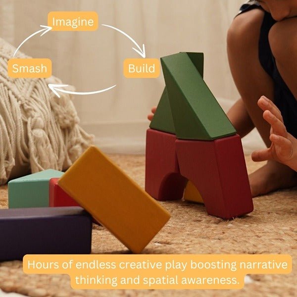 Earthy Rhythm - Multicolored Geo Blocks – Sets & Stacking Toys on Brown Living™. SKU: STGB - 01. Img 7.