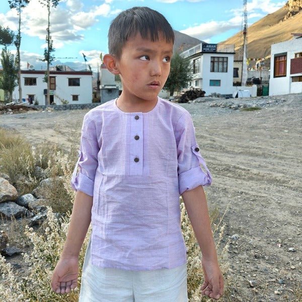 Earthy Wanderer - Full Sleeve Button - down Shirt and Shorts Set – Kids Daywear Sets on Brown Living™. SKU: SCBSA - 01. Img 6.