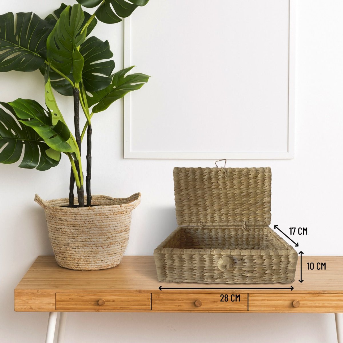 Eco - Friendly Water Hyacinth Rectangular Storage Box | Verified Sustainable by Brown Living™