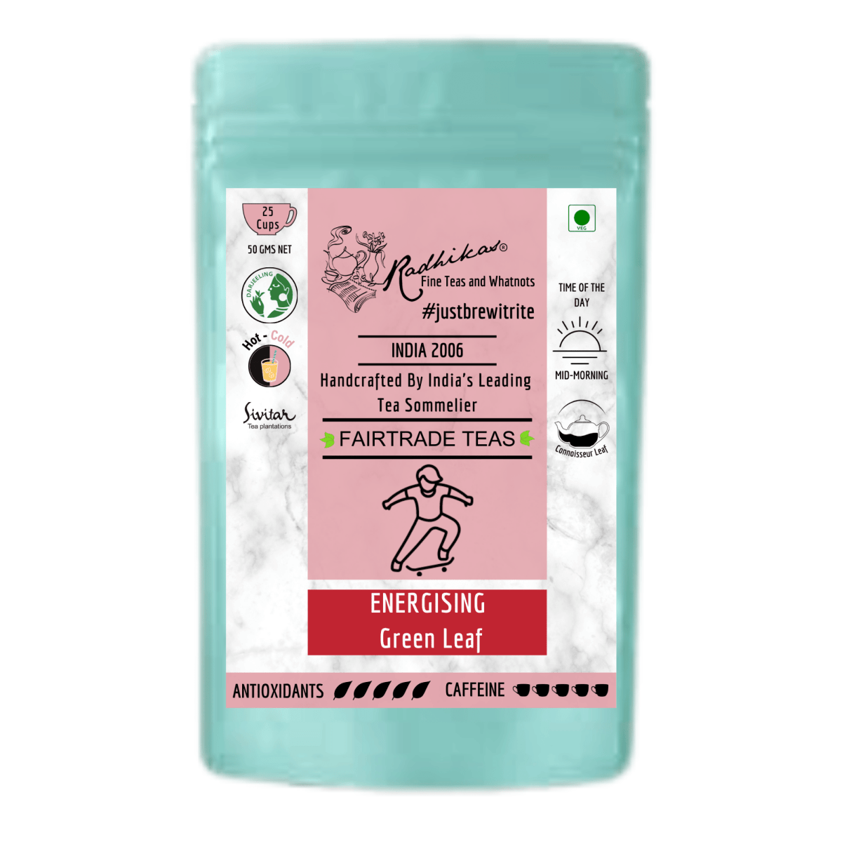 Energising Green Leaf - A Natural Anti - Aging Solution for Healthy and Glowing Skin – Tea by Radhikas Fine Teas and Whatnots available on Brown Living™. 50 g . SKU: 224 - 08766 - 8903555800786. Img 5.