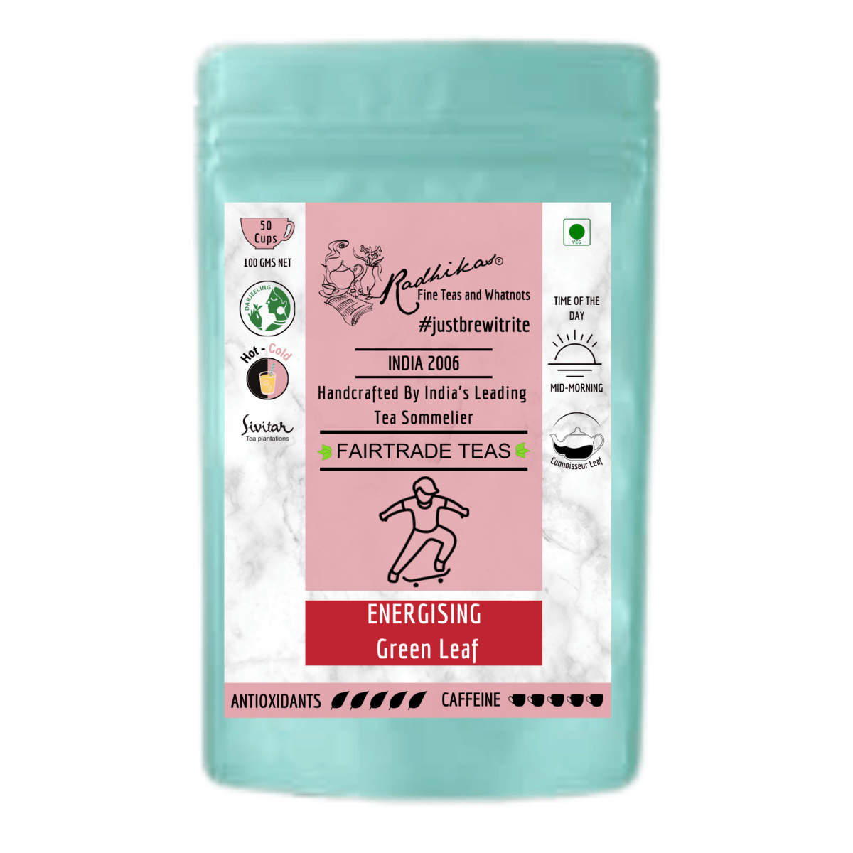Energising Green Leaf - A Natural Anti - Aging Solution for Healthy and Glowing Skin – Tea by Radhikas Fine Teas and Whatnots available on Brown Living™. 100 g . SKU: 224 - 08767 - 8903555800601. Img 7.