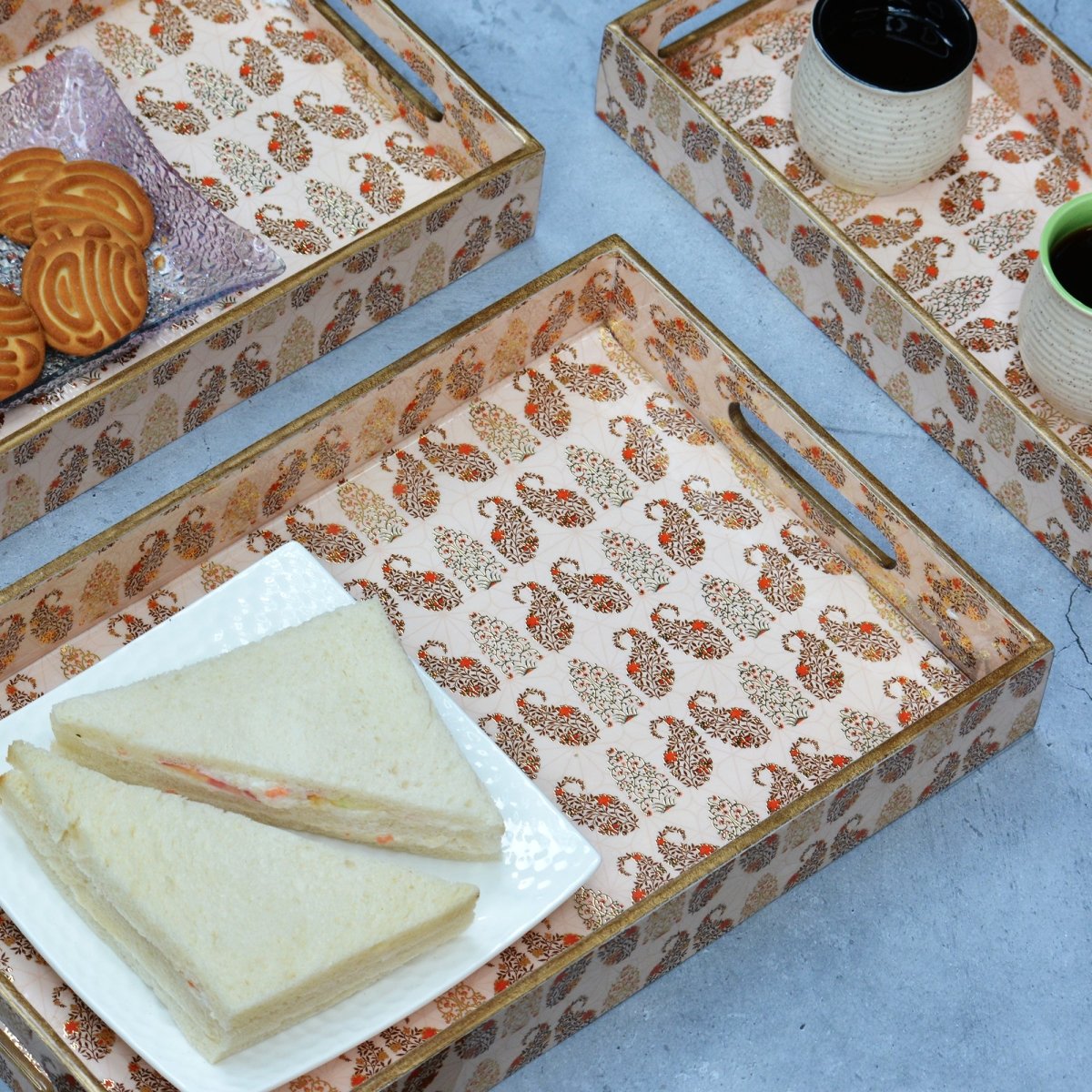 Exquisite Multicolor Rectangular Trays - Pack of 3 – Home Decor on Brown Living™. SKU: MJ00144TY. Img 3.