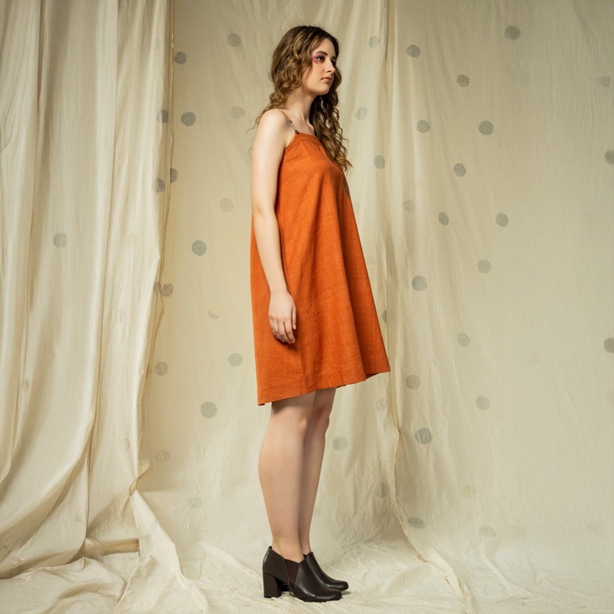 Feathered Grace - Artisan - Crafted Spaghetti Applique Dress | Verified Sustainable by Brown Living™