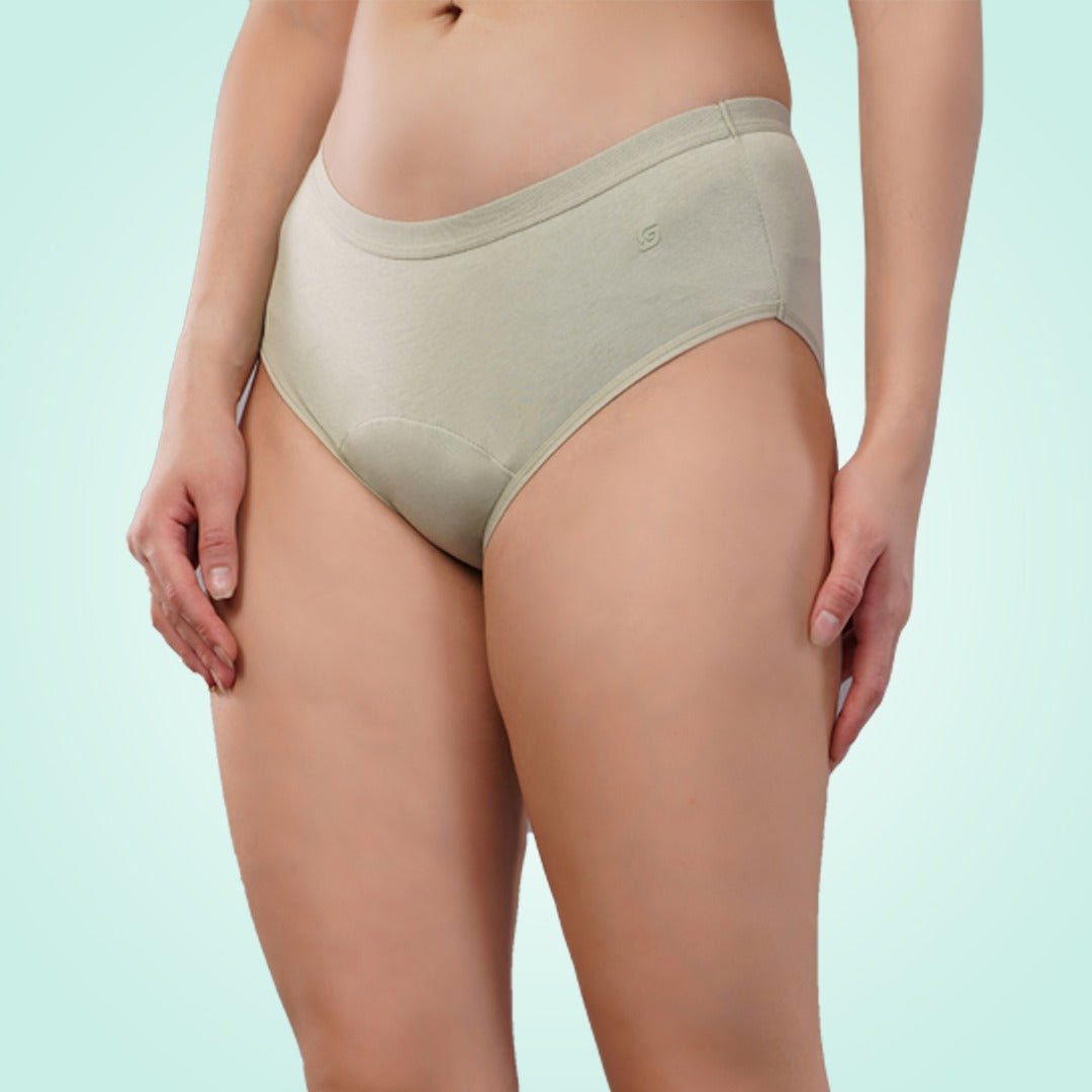 Fig Green Cotton Urine Leak Panty (Hipster) (1 pc) – Womens Underwear on Brown Living™. SKU: INCFGXS. Img 4.