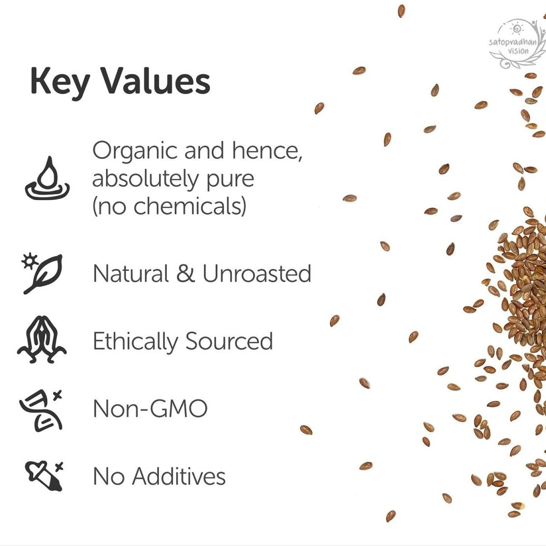 Flax Seeds 200g - Organic & Raw – Dried Fruits, Nuts & Seeds on Brown Living™. SKU: 2NS_FS - 2H. Img 3.