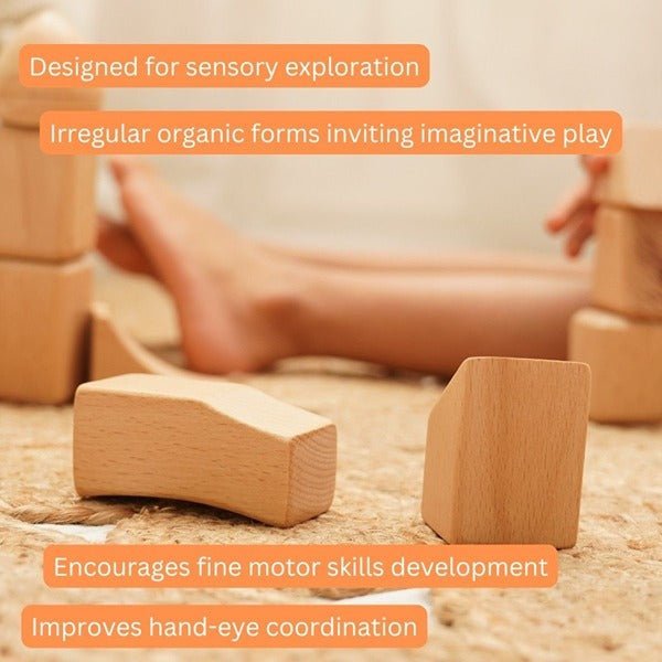 Flo - Waldorf Inspired Wooden Playing Blocks – Sets & Stacking Toys by Saha available on Brown Living™. 5 blocks . SKU: STWB - 0135. Img 9.