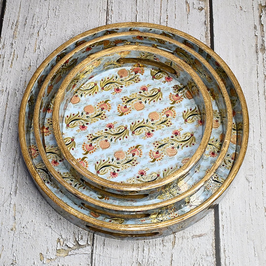 Floral Multicolor Round Trays - Pack of 3 – Home Decor on Brown Living™. SKU: MJ00037SW4379. Img 2.