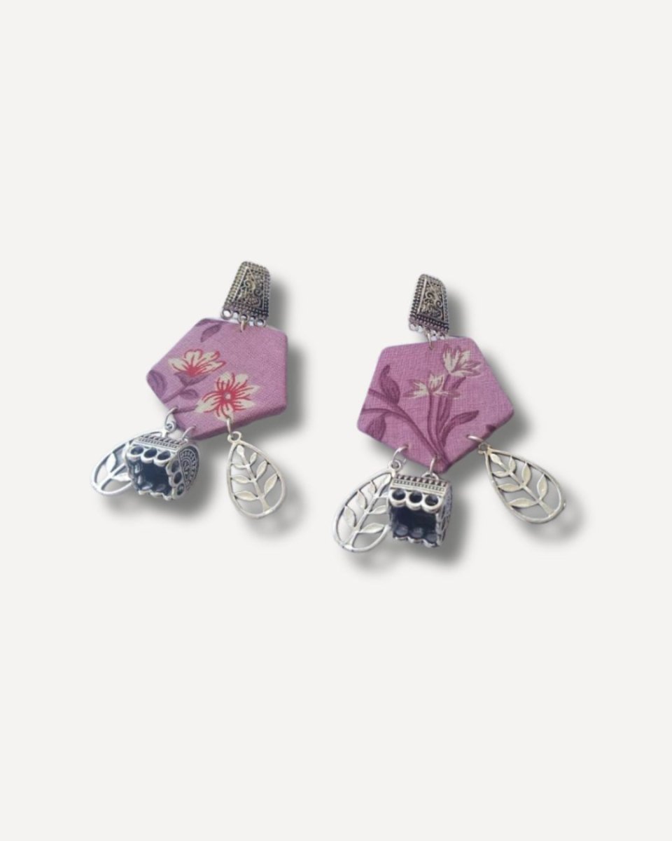 Floral Print Earrings in Purple for Everyday Artistry – Womens earrings by The serene by Rainvas available on Brown Living™. . SKU: RVS - SER - EAR - 91. Img 4.