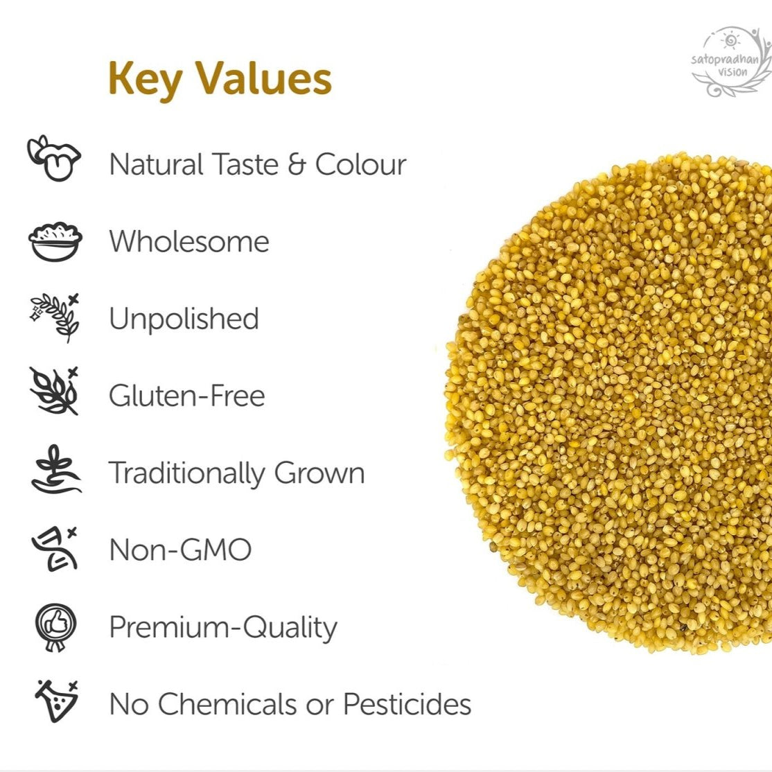 Foxtail Millet 800g - Organic, Gluten - Free, Natural Grain – Cereal & Meusli on Brown Living™. SKU: 2WG_FM - 8H. Img 2.