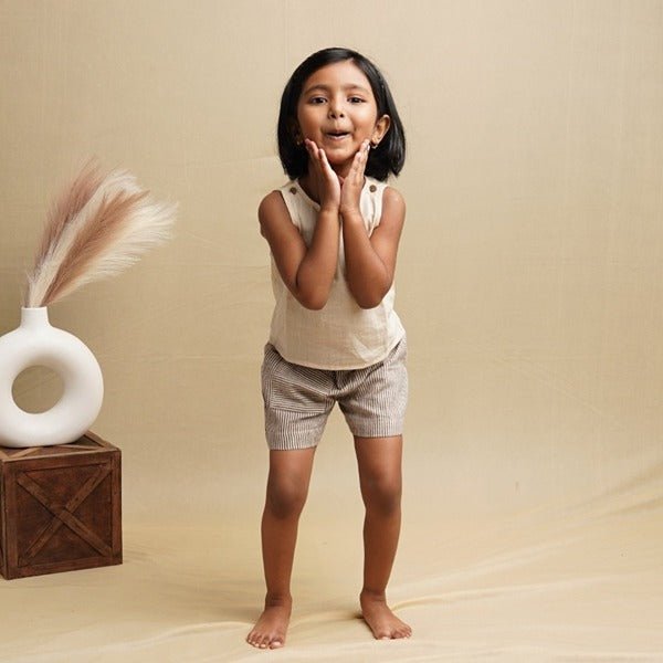 Frilly Fun Crop Top & Shorts Set - Girls – Kids Daywear Sets on Brown Living™. SKU: SCGSA - 01. Img 2.