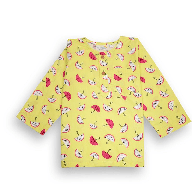 Fruit Splash Unisex Kids Night Suit, Kurta & Pajama Set | Verified Sustainable by Brown Living™