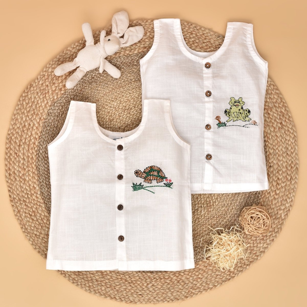 Garden Buddies Baby Jabla (Tortoise and Frog) – Pure Cotton Baby Jabla Set of 2 | Verified Sustainable by Brown Living™