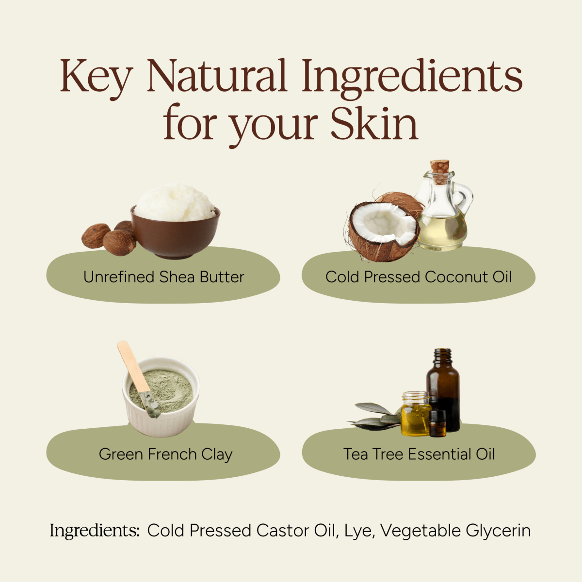 Green French Clay & Tea Tree Soap | Shea Butter | No SLS | Handmade Soap | 100% Natural | 100g | Verified Sustainable by Brown Living™