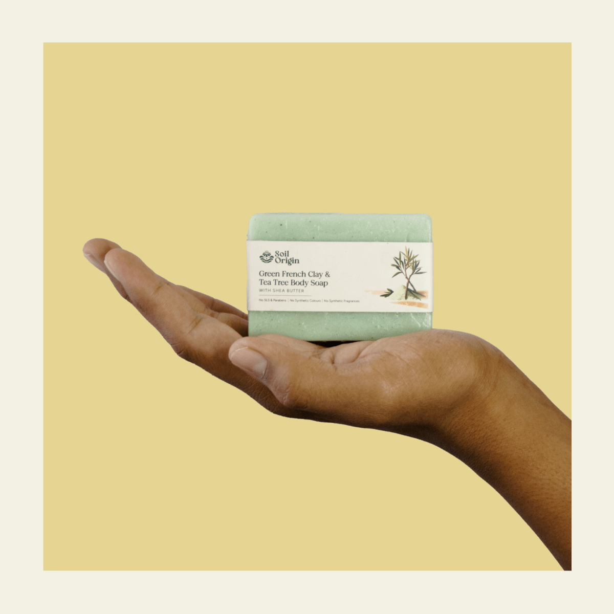 Green French Clay & Tea Tree Soap | Shea Butter | No SLS | Handmade Soap | 100% Natural | 100g | Verified Sustainable by Brown Living™
