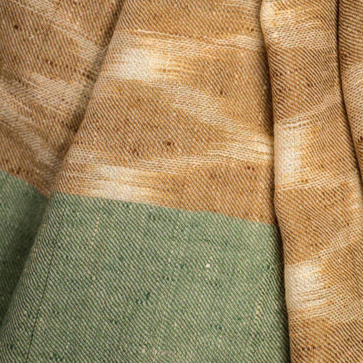 Green Pure Pashmina Scarf - Ikat | Verified Sustainable by Brown Living™